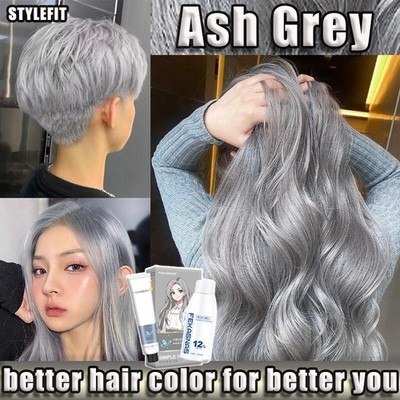 4 X STYLEFIT Profession Hair dye Free Peroxide + full set tool (Ash Grey)
