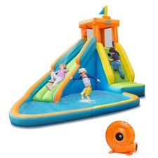 Inflatable Water Slide Kids Bounce House Castle Splash Pool with 740W Blower