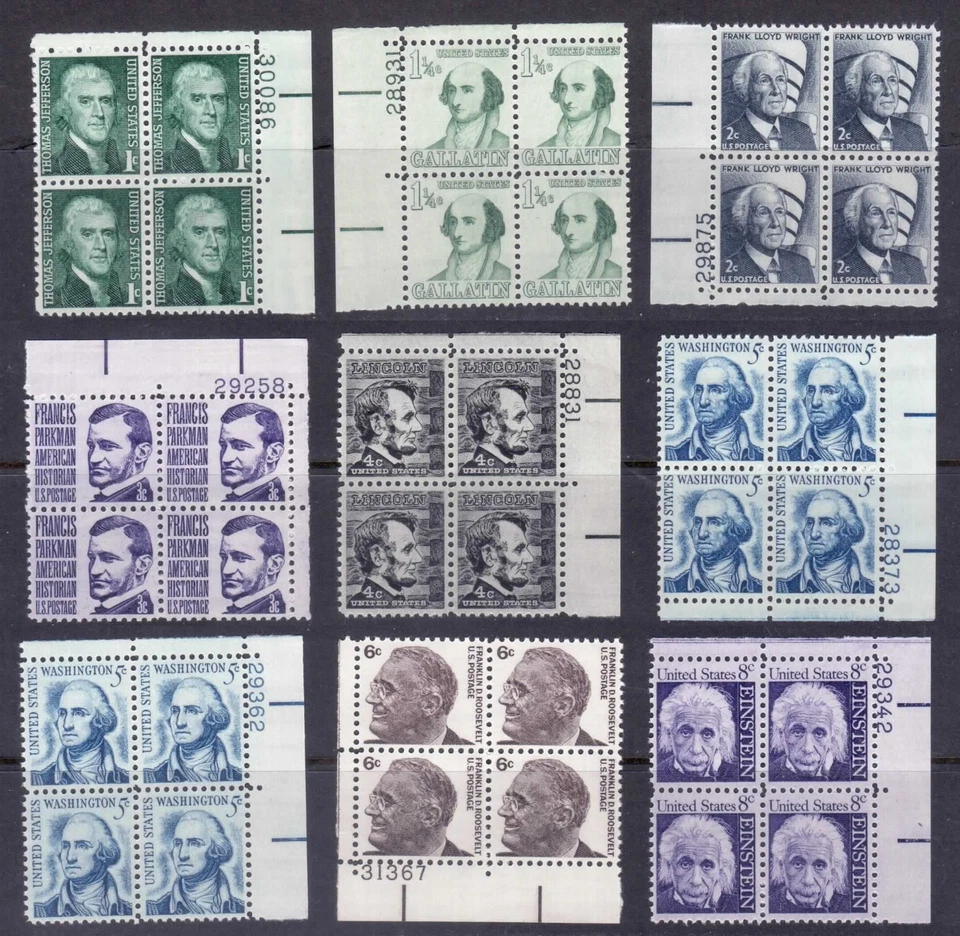 1278-1295 - 1¢-$5 Prominent Americans Complete Plate Blocks - VF NH - CV $78.65 - Image 2 of 4