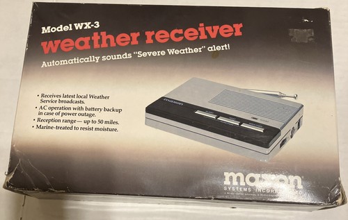 Maxon WX-3 Severe Weather Alert Monitor Radio Tested & Working No Power Cord