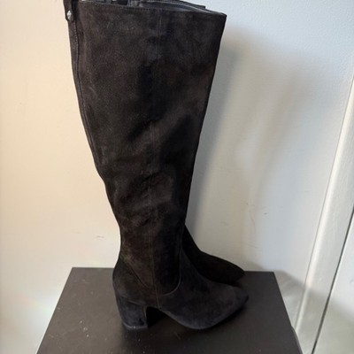 Sam Edelman Black Suede Knee High Block Heel Pointed Toe Thora Boots Womens 6
