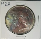 1922 Peace Silver $1 Dollar Coin Rainbow Tone Old Whitman Album Toning