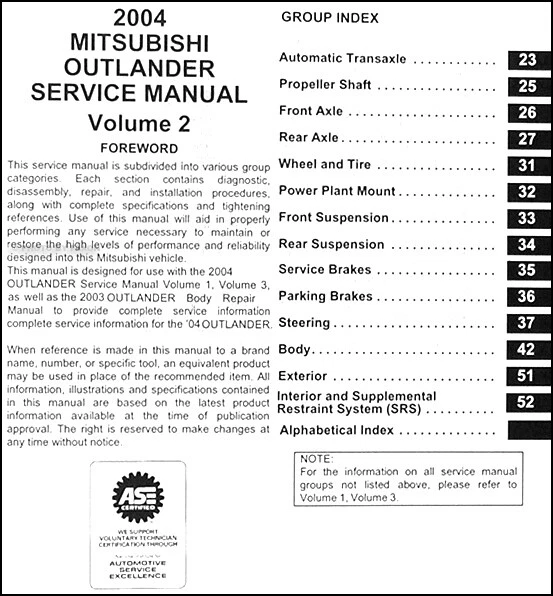 Mitsubishi Outlander 2004 manual de taller conjunto de 3 volúmenes servicio reparación libros OEM Foto 3 de 4