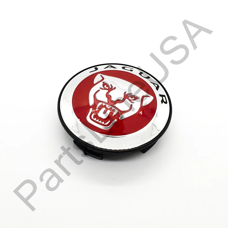 Tapa central con insignia de rueda roja genuina Jaguar XJ XK XF F-Type C2D47107 Foto 3 de 4