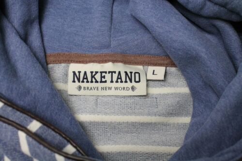 NAKETANO Hoodie Men's LARGE hoodie With Striped Pattern In Marine Melange - Picture 8 of 13
