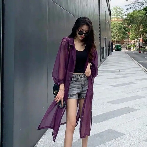 2023 Summer Mid-length Women's Shirts and Blouses Fashion Sunscreen Clothing - Picture 28 of 33