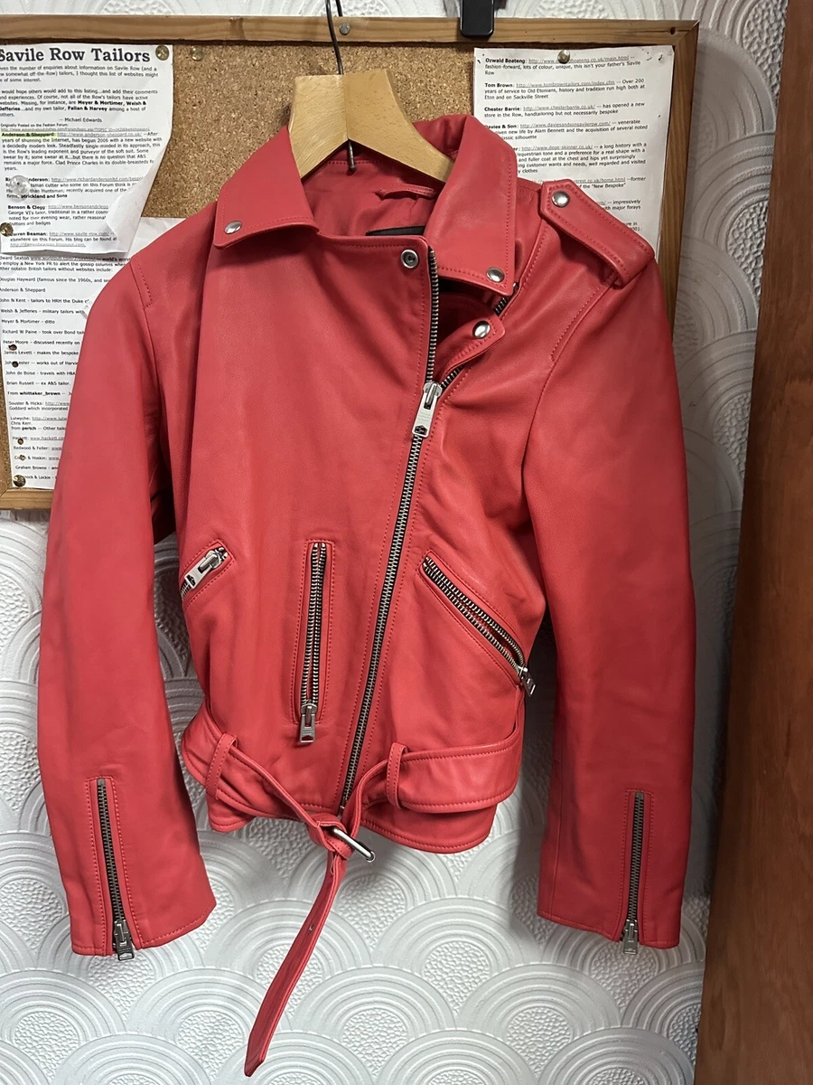 Balfern leather biker jacket vintage best sale pink