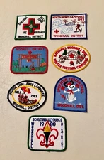 (7) Woodhull District Camporee, Survival, Scouting Olympics 1980's Patches