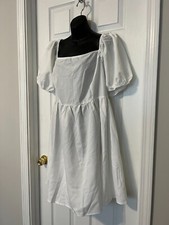 Shein SXY Plus Size White Stretch Puff Sleeve Fit & Flair Summer Dress Sz 4XL