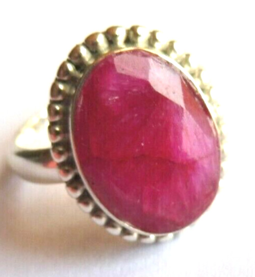Bague Rubis Corindon 12 Cts en argent massif, dimension 17x13x6mm taille 52 - 3