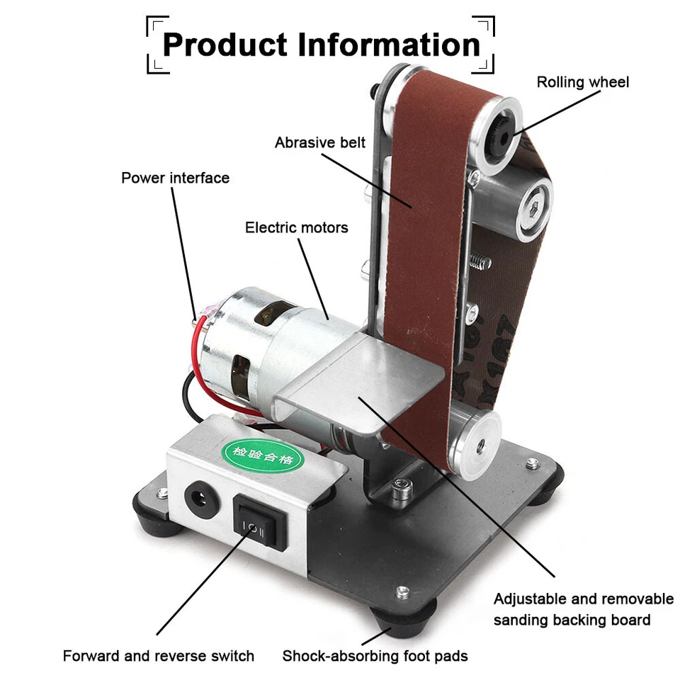 Mini Electric Belt Sander Bench Grinder Polishing Grinding Machine Power Tool - Image 4 of 4