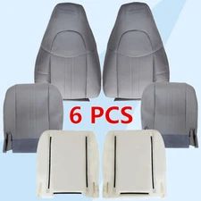 For 2003-2014 Chevy Express & GMC Savana Leather Seat Cover Foam Cushion Gray