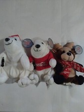 3 Coca-Cola Bean Bag Plush Christmas Collectible Toy 2003 New With Tags