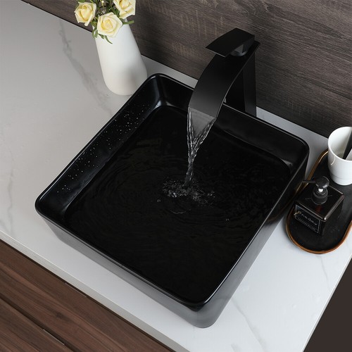 Lavabo ovale in ceramica lavabo lavabo e rubinetto miscelatore nero montato a ponte - Foto 53 di 70