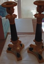 Coppia Candelabri Ottone E Bronzo D'Orato