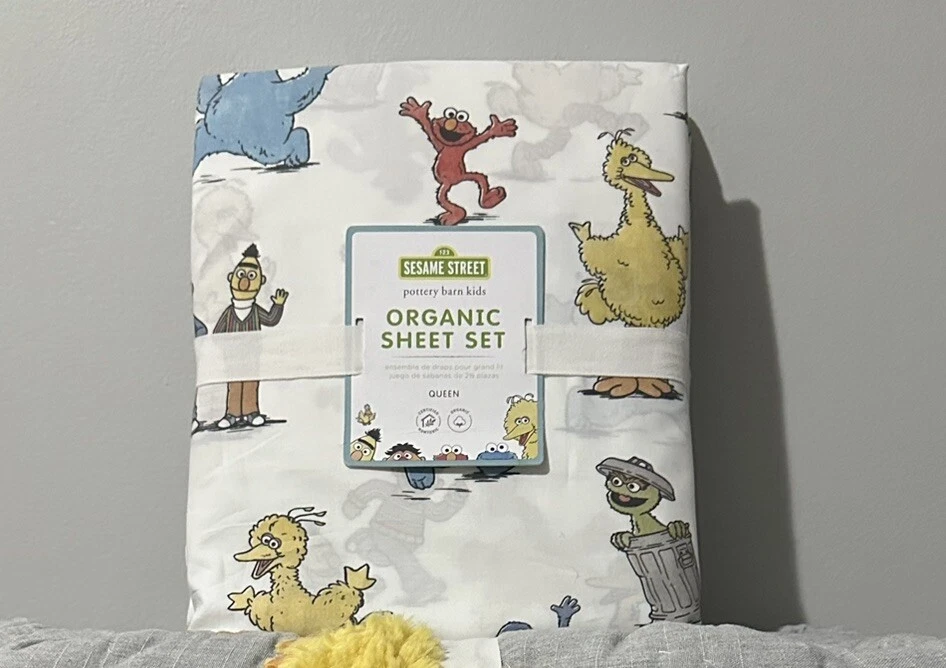 5 PC Pottery Barn Sesame Street Quilt Full Queen & Queen Sheet Set Elmo Big Bird - Image 3 of 4