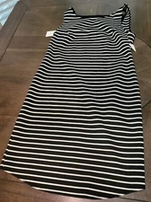 Collective Concepts Assymetrical Length Striped Dress W/ Beaded Accent Backing