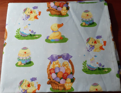 Cotton Sewing Fabric Easter Basket Spring Eggs Ducks Chicks Crafts 1 yd x 44''