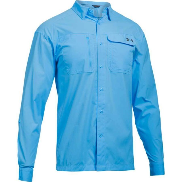 Under Armour UA Fish Hunter Men Long Sleeve Fishing Shirt Carolina Blue