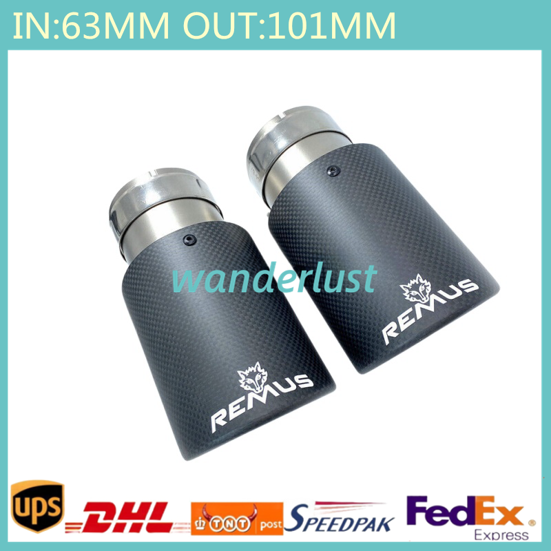 1X REMUS Exhaust Tip Matte Blue Carbon Fiber End Pipe OD:76 89 101