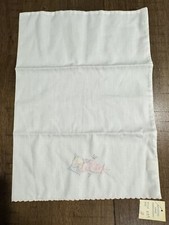 Vintage Imported Hand Embroidery Sleeping Baby Pillow Case 17  x12  NWT 