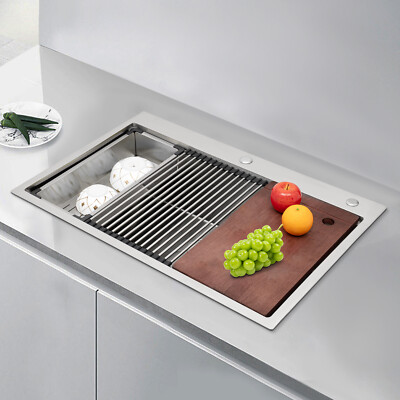 Modern Silver 304 Edelstahl Küchenspüle Einbauspüle Spülbecken 31*18*9in DE