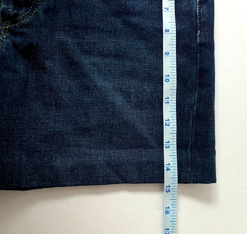Massimo Dutti Denim Shorts 2 Blue Dark Wash Button Fly Faux Leather Pocket NWT - Picture 22 of 23