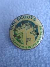 1987 GSUSA 75th Anniversary Tradition With A Future Logo Cloinsonne Pin SURGERY