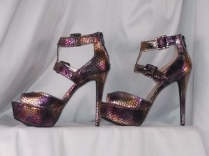 gold iridescent heels