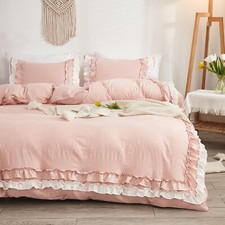 Handmade Ruffle duvet Cover Set, Boho Bedding Duvet Set,King/Queen/twin Duvet