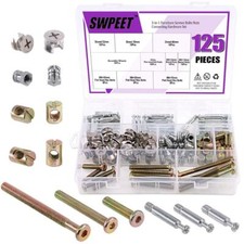125Pcs 3 in 1 Furniture Cabinet Fixing Screw Locking Cam Bolt Nut Fitting Kit,