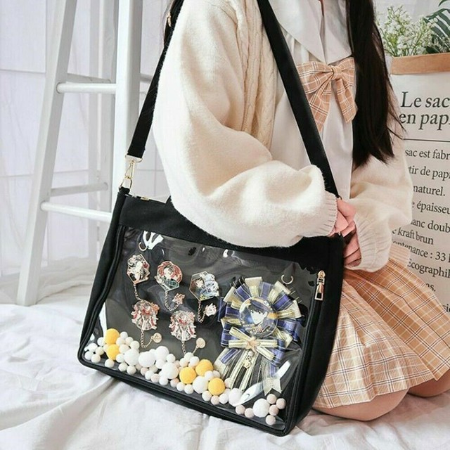 Japanese Lolita Harajuku Square Shoulder Itabag Crossbody Transparent Handbag Japanese Lolita Harajuku Square Shoulder Itabag Crossbody Transparent Handbag