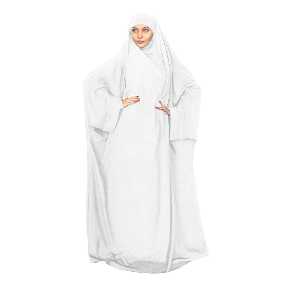 Vestido com capuz feminino muçulmano oração burca Khimar hijab abaya overhead niqab - Imagem 4 de 4