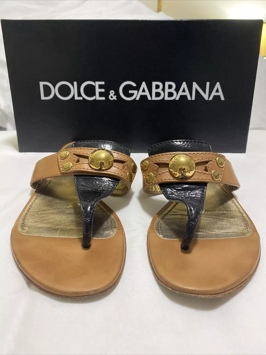 Dolce Gabanna Womens Sandals Ciabatta Infradito Vitello Par SIZE