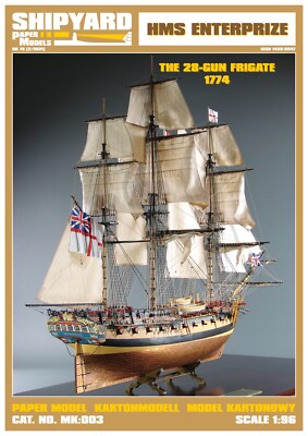 Card Paper Cut Out Model Kit Vessel Shipyard HMS Enterprize (Laser Cut Frame)