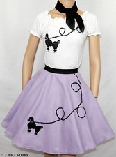 3PC LAVENDER 50's Poodle Skirt outfit Youth Girl Sz 10/11/12/13 Length 23"