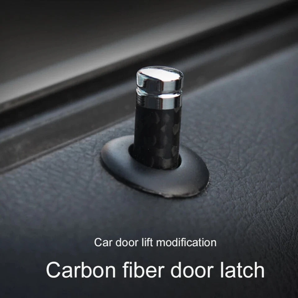 For BMW Benz 4PCS Carbon Inner Door Bolt Lock Down Cover Trim Button Screw Knob - Image 2 of 4