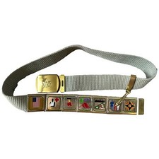 Vintage Official Boy Scouts of America BSA Belt 34" Solid Brass Buckle 7 Badges