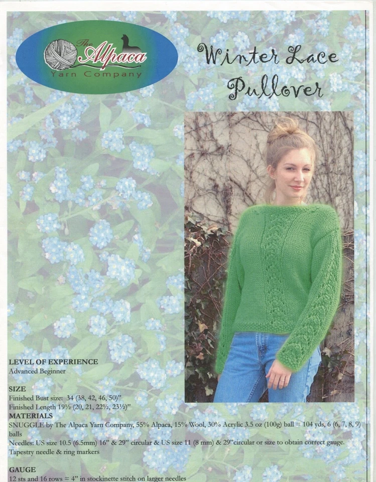 Pullover de encaje de invierno - Alpaca Yarn Company patrón de tejido PT-89 - mujeres 34"-50" Foto 3 de 3