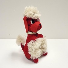 Vtg Dream Pets Red Poodle Dog Dakin Japan Plush Stuffed Wood Sawdust