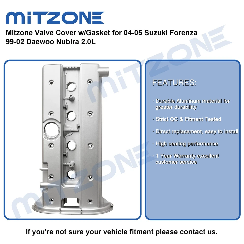 Mitzone Valve Cover w/Gasket for 04-05 Suzuki Forenza 99-02 Daewoo Nubira 2.0L - Image 4 of 4