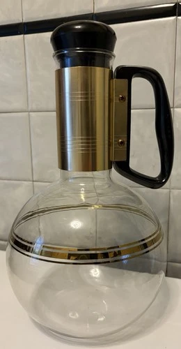 Vintage MCM Pyrex Silex 12 Cup Coffee Carafe Pot, Bakelite Lid & Handle 12.5" H
