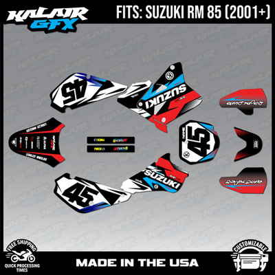 Graphics Decal Kit For Suzuki RM85 (2001-2026) RM 85 Stick Division Series - Red