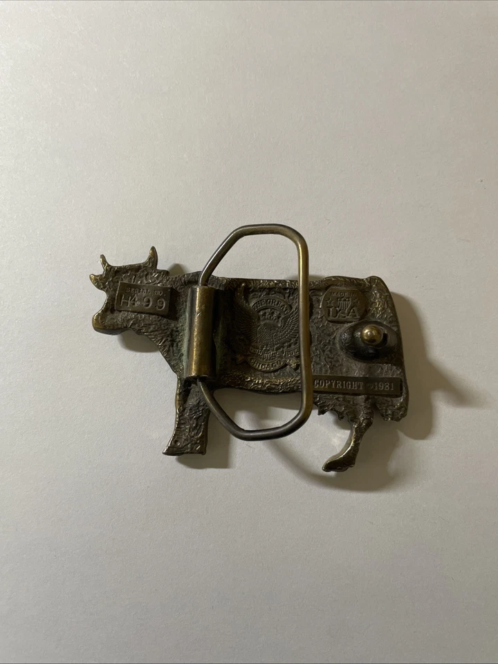 Hebilla de cinturón de vaca lechera H499 1981 placa de plata/joyeros bronce Foto 2 de 4