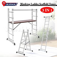 Multi-Function Aluminium Ladder 3-in-1 Work Platform Tower Indoor Outdoor Use