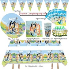Bluey party tableware set plates napkins gift bags cup Bluey birthday decoration