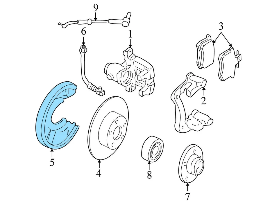 2001 AUDI ALLROAD QUATTRO 2.7L - REAR LEFT Brake DUST / Splash Shield - Image 3 of 4