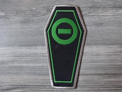Type O Negative Shape Patch Embroidered Coffin Silver glitter border Repulsion