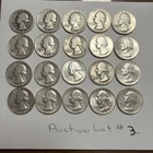 WASHINGTON SILVER QUARTERS Lot of 20 $5 Face Value, 90% Silver  1934 - 1963