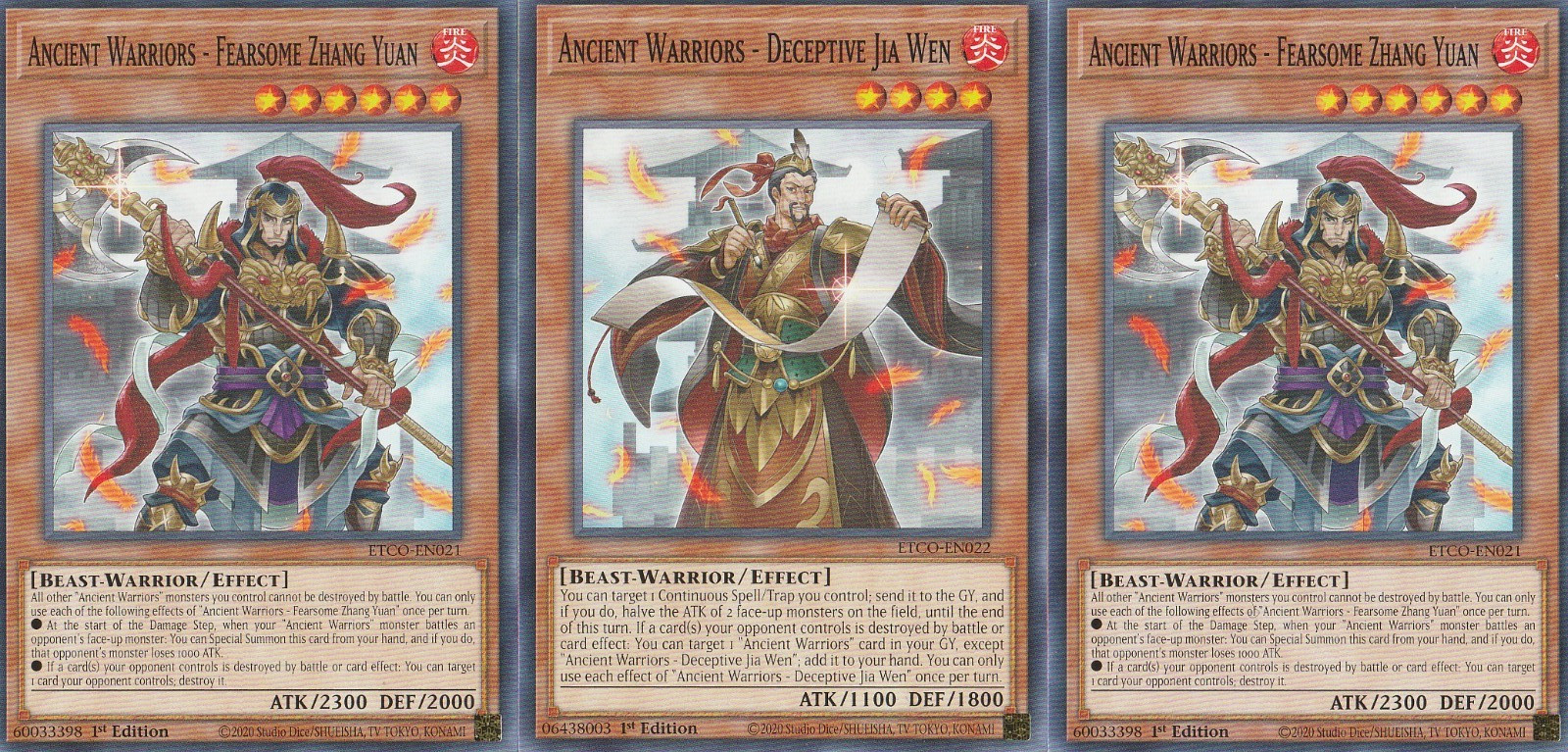 YUGIOH Ancient Warriors Eternity Code ETCO-EN021 ETCO-EN022 ETCO-EN069 Com 1s LP